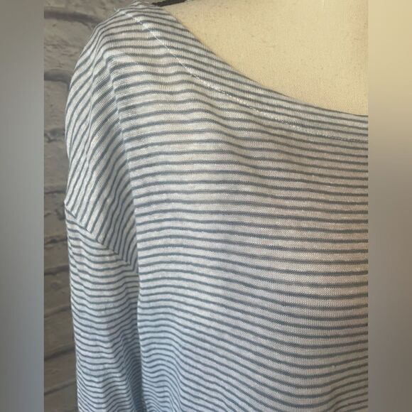 Adrienne Vittadini - Women’s Linen Lt. Blue & White Striped Tunic - Size: 1X - Picture 5 of 5
